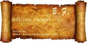 Bónis Ferenc névjegykártya