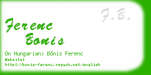 ferenc bonis business card